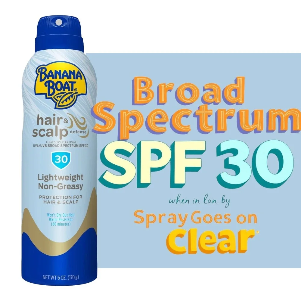 Banana Boat HAIR & SCALP Defense Sunscreen SPF 30 Lightweight Non-Greasy 6oz, 2x